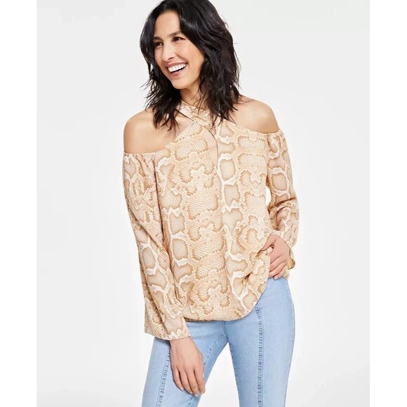 I.N.C. International Concepts Women's Floral-Print Halter Blouse, Natural, XXL - Picture 1 of 1